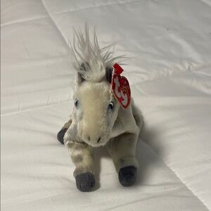Ty 2002 Lightning Cream and Gray Horse Plush